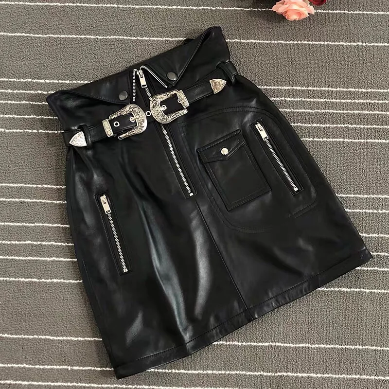 Новое поступление высокого качества женские кожаные юбки 2019 Осенняя обувь из