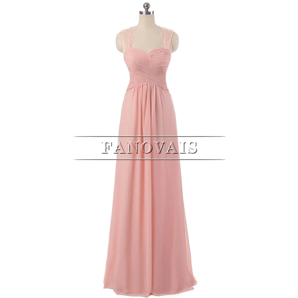 Длинное шифоновое платье подружки невесты трапециевидной формы с оборками