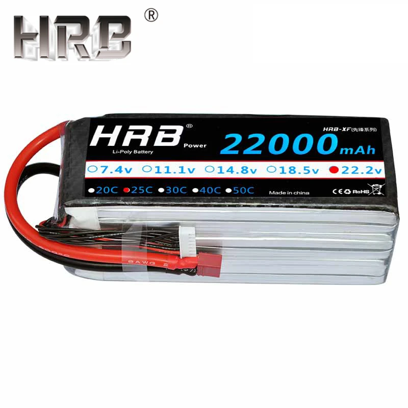 HRB 22000mAh 7,4 V Lipo аккумулятор 11,1 V 14,8 V 18,5 V 22,2 V 25C T Deans женский 2S 4S 5S 6S 3S RC вертолет самолет скейтборд запчасти