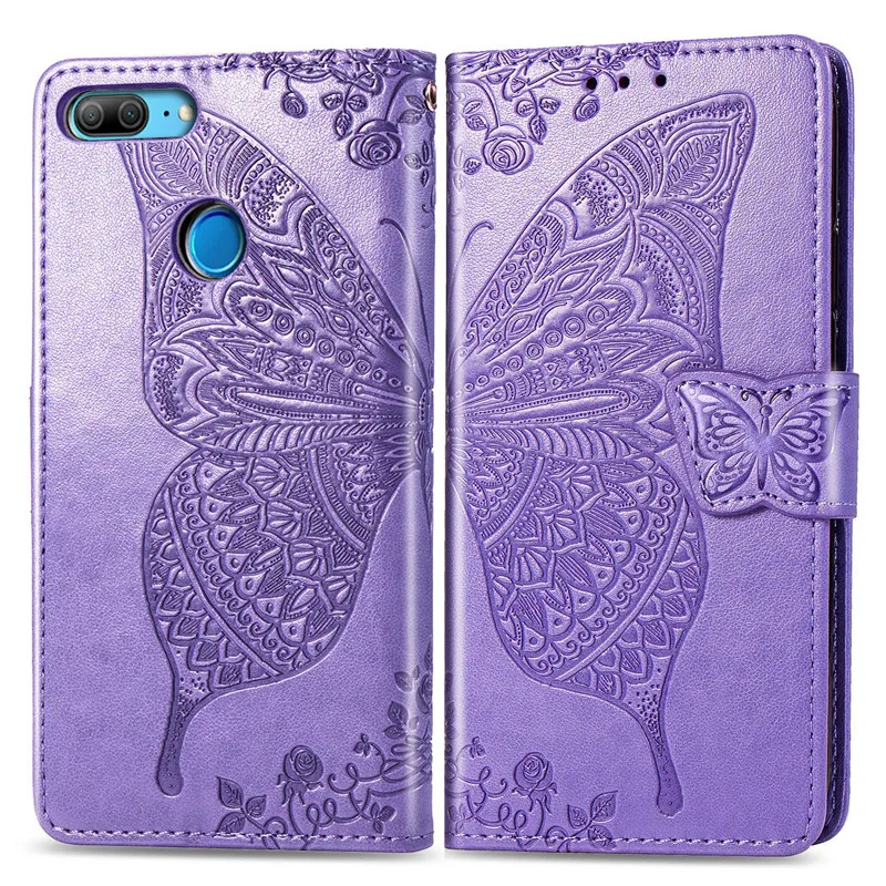 Light Purple Умный FIG-LX1 чехол huawei P, мягкий силиконовый роскошный кожаный чехол с 3D бабочкой, флип-чехол для huawei P Smart, чехол 5,65 - Цвет: Light Purple