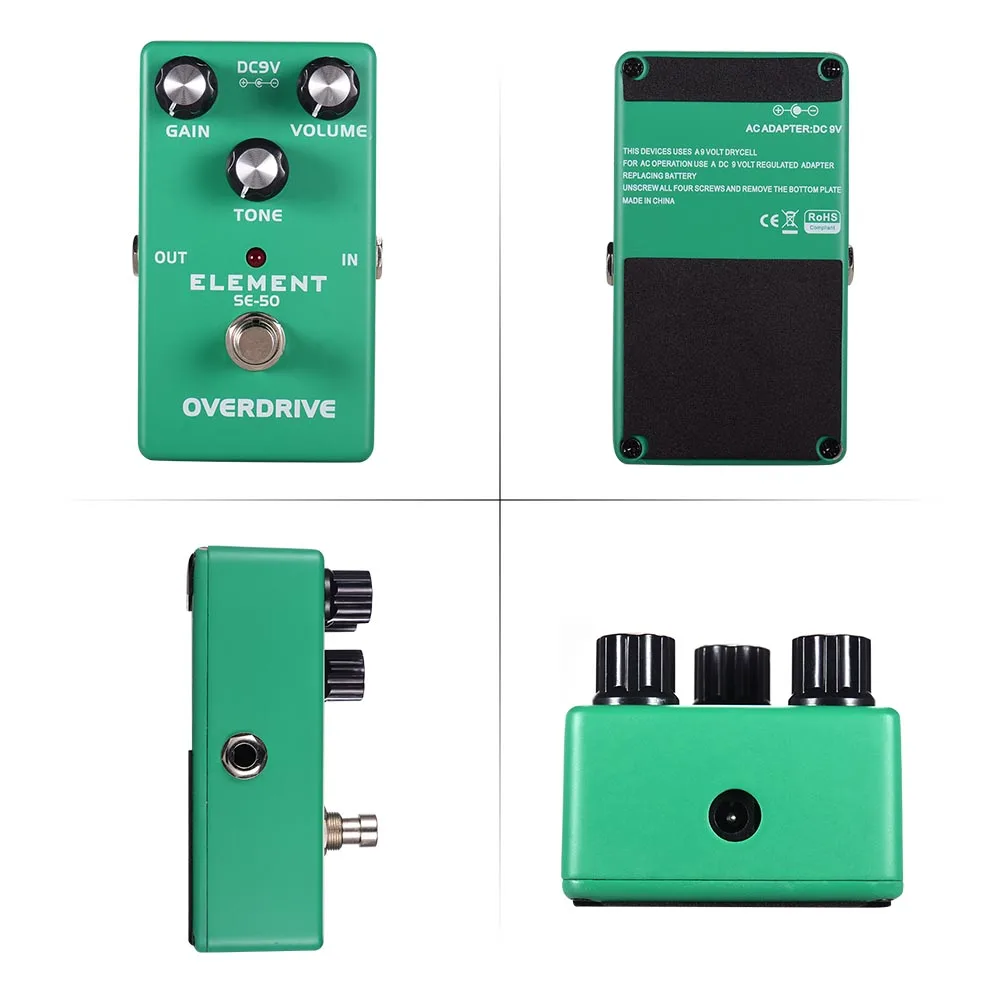 High-Sensitive Analog Overdrive Guitar Effect Pedal with Volume Gain Tone Control True Bypass Full Metal Body | Спорт и развлечения