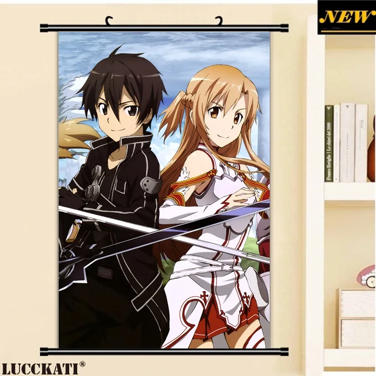 40X60 см Sword Art онлайн Sao Asuna Kazuto kirito, мультяшное художественное искусство, Настенная картина, прокрутка, холст, живопись, плакат - Цвет: H