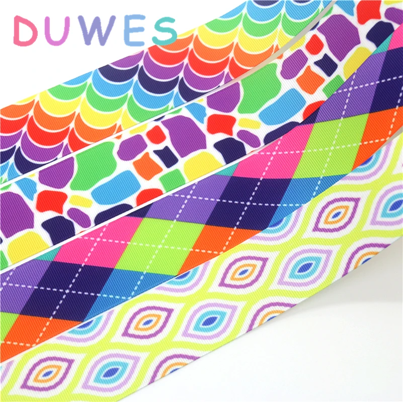 

DUWES 1.5'' 50yards colors pattern Printed Grosgrain Ribbon Accessory Hairbow Headwear Decoration DIY Wholesale OEM 38mm D1094