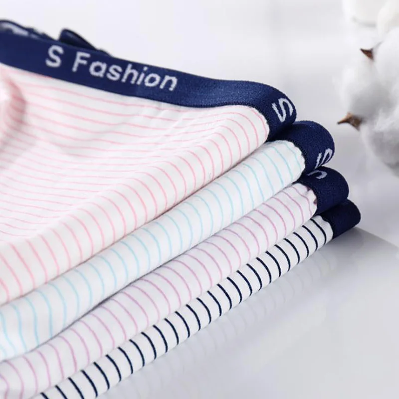 3 шт./лот новинка полосатые хлопковые женские трусы-боксеры с принтом летние