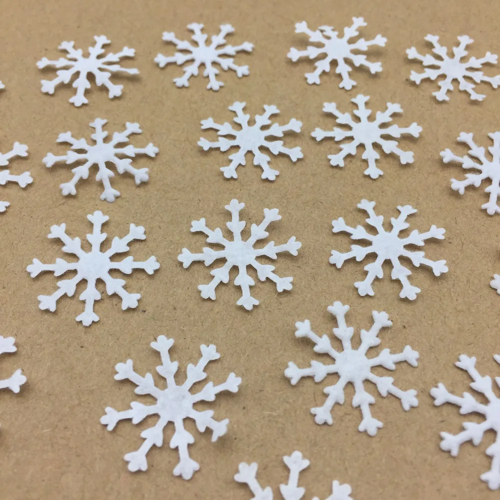 

1000pcs 20mm White Winter Christmas Snowflake Felt Embellishments DIY Crafts Home Xmas Tree Appliques Patch For Cardmaking