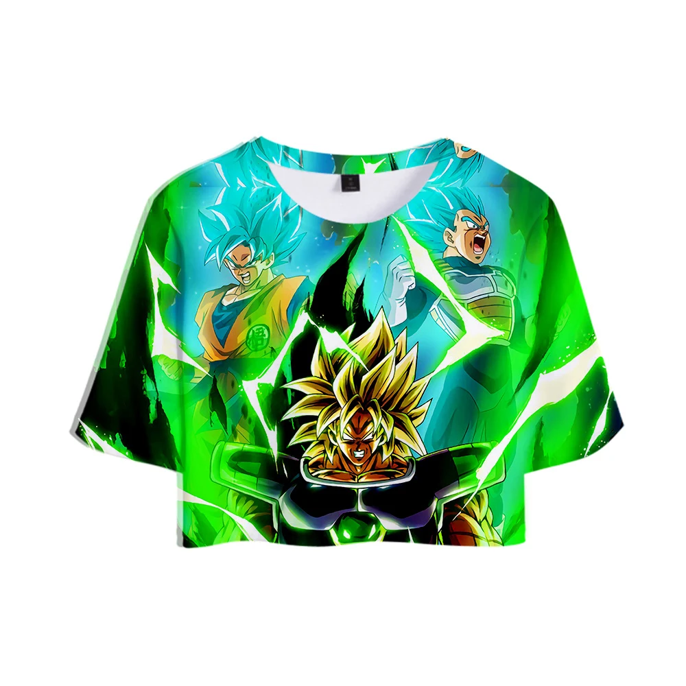 Frdun Tommy Dragon Ball Супер Broly 3D Открытый пупок футболка сексуальные короткие для женщин