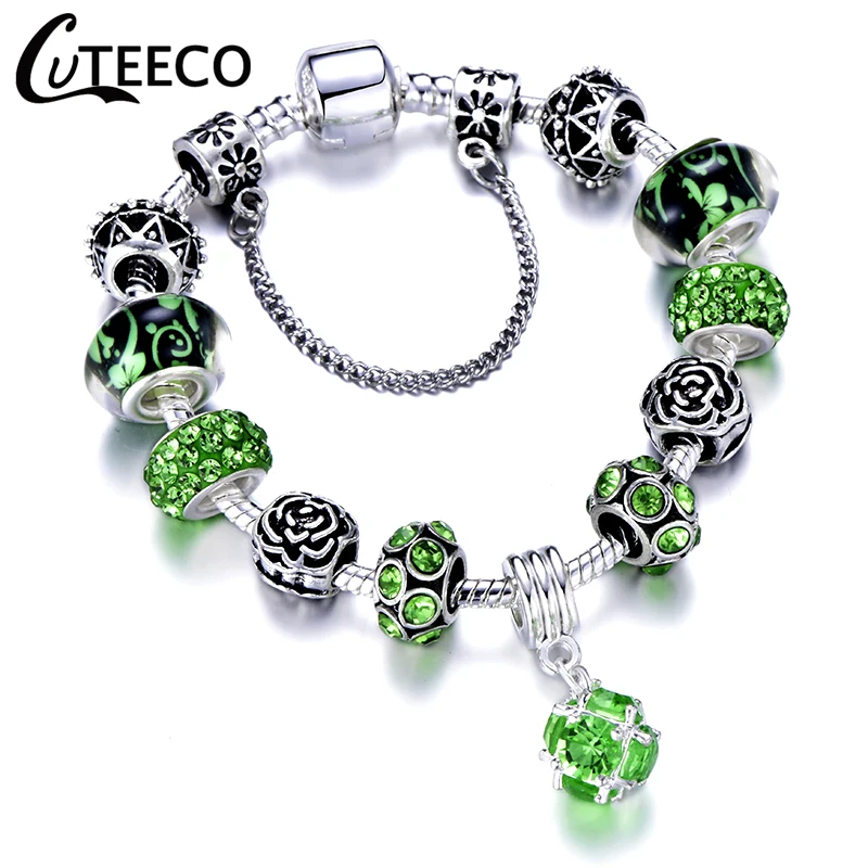 CUTEECO европейский стиль Посеребренная цепочка очаровательный браслет 6 цветов