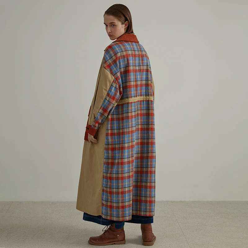 IRINAW141 Новое поступление FW 2020 стиль сафари Винтаж х длинный оверсайз шерсть плед