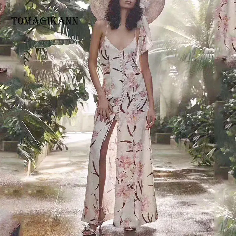 Сексуальное цветочное Открытое платье с вырезом на спине v образным разрезом