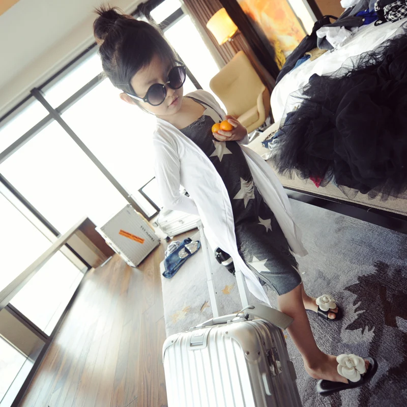 2019 Spring Summer Girls Thin Long Sun Protection Coat Children Wear European Style Kid Blace White Casual Sunscreen Jacket G387 | Детская