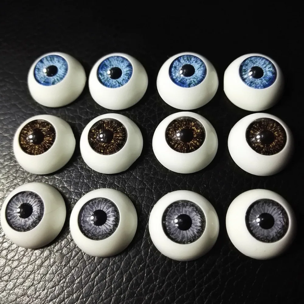 12pcs(6pairs) 16mm Doll Eyeballs Half Round Acrylic Eyes for DIY Doll Bear Crafts Mix Color Plastic Doll EyeBall Doll Toy Parts