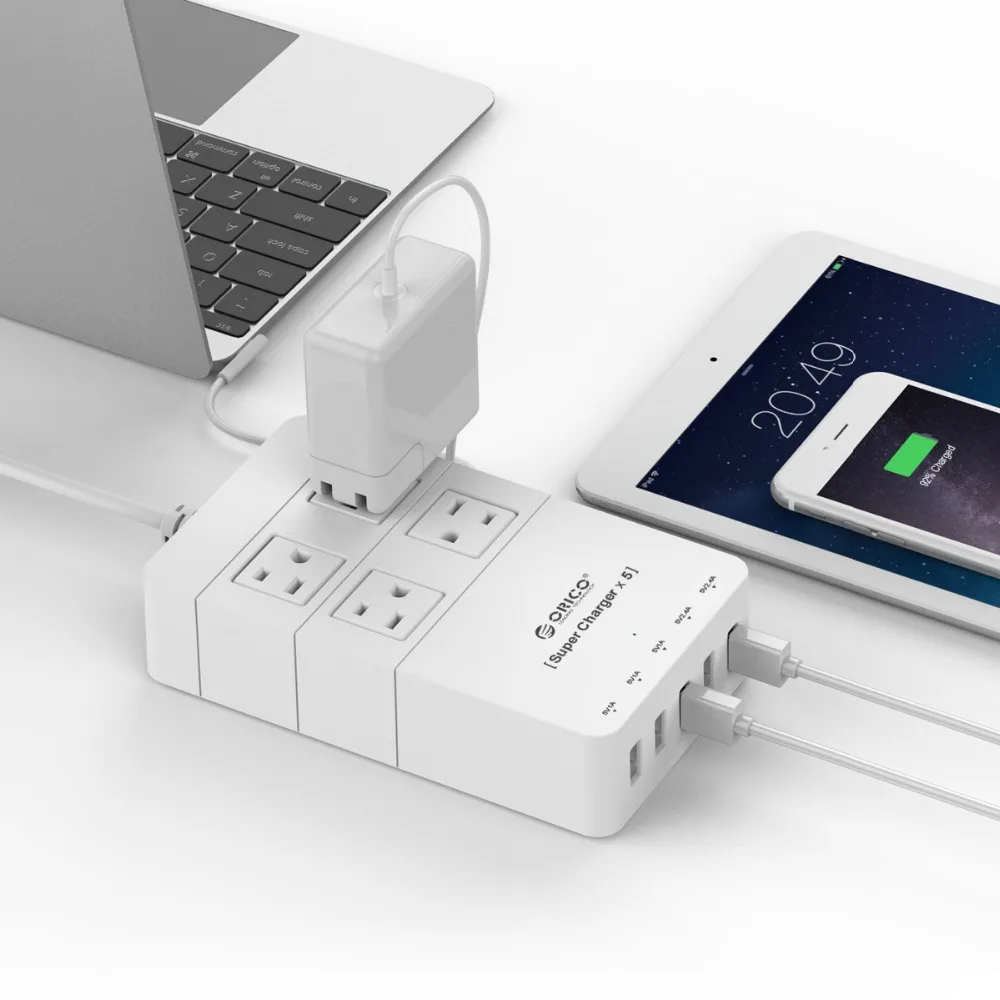 ORICO USB розетка с разъемом питания штепсельная вилка США умный сетевой фильтр 4AC 5 usb