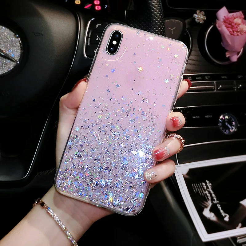 Блестящие чехлы для Huawei P20 lite Mate 20 P30 Pro P Smart Plus прозрачный чехол из ТПУ с блестящими