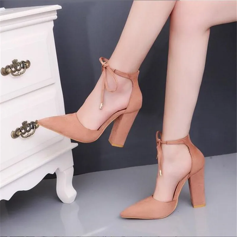 

New popular 35-43 size female high-heeled sandals thick with smooth simple fashion high-heeled shoes with wild casual sandals