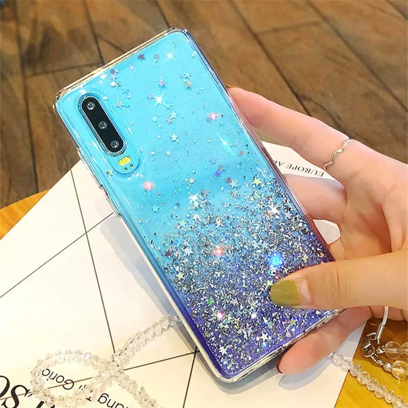 Case For Xiaomi A1 A3 A2 Lite mi 8 9 lite Redmi note 5 6 7 pro Glitter Blingbling Stars phone case soft Transparent back cover |