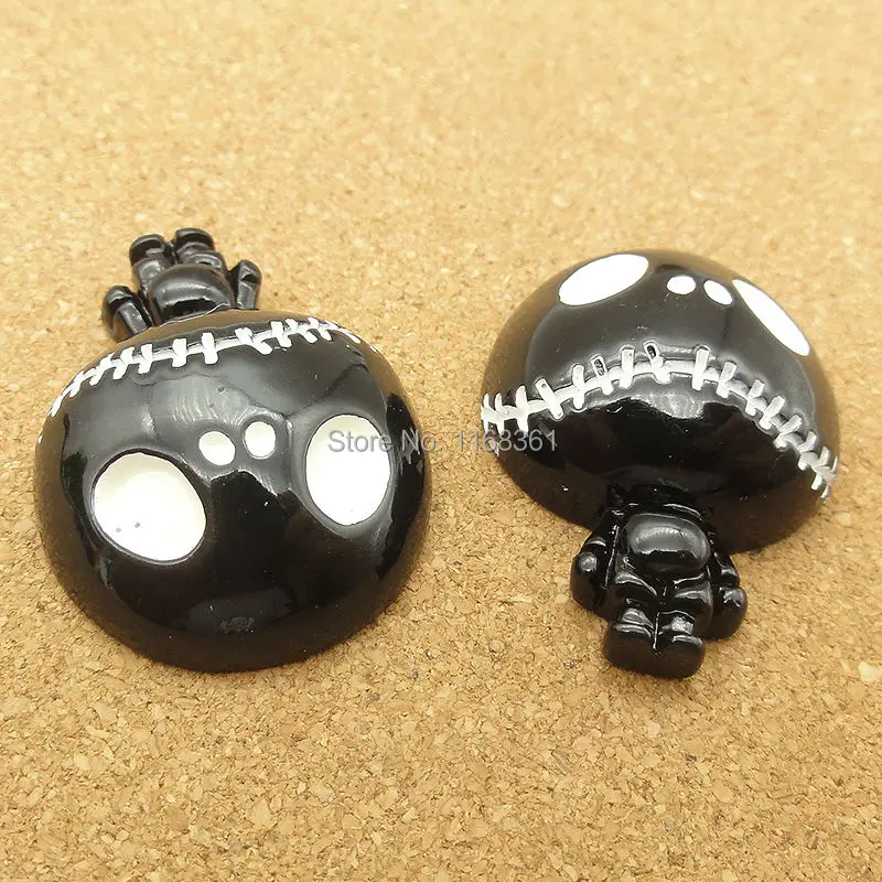 1 шт./лот смола плоская спина Хэллоуин черный призрак 28 мм кабошоны бант для волос