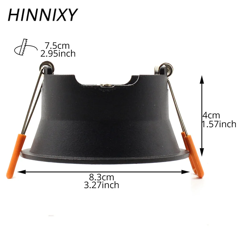Hinnixy анти-ослепительный светодиодный спот рама локального светильника 85-265 V GU10 Лампы Сменные 75 мм Вырезать отверстие утопленные черная домашнего освещения 6 W