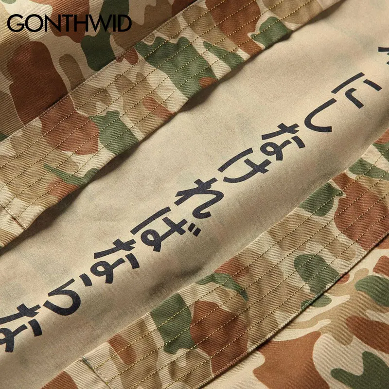 GONTHWID японские камуфляжные куртки типа кимоно японский стиль мужские хип хоп