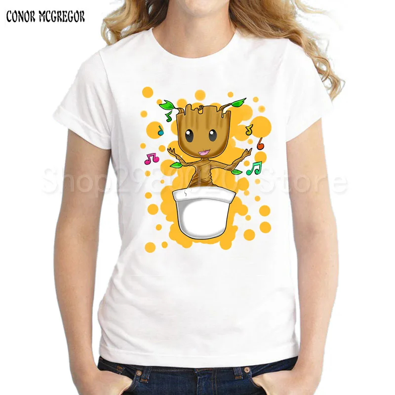 Newest Guardians of the Galaxy 2 Women t-shirt Anime baby pop groot Summer funny I AM GROOT T Shirt Female Cool Tops | Женская одежда