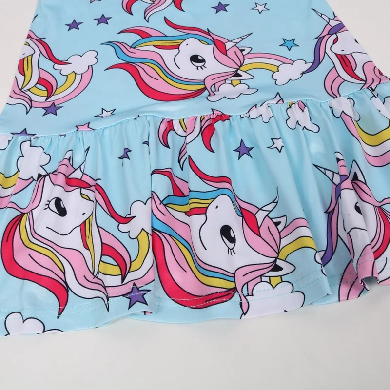 Floral Rainbow Dress Unicorn Party Girls Princess Kids Fancy Birthday Dresses Children Girl Summer Unicornio Costume | Детская одежда и
