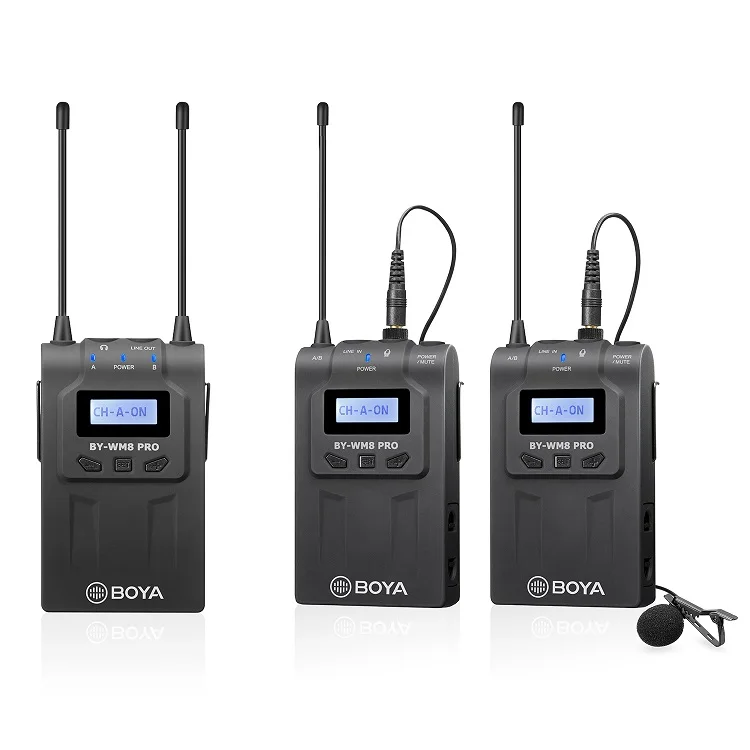 BOYA BY-WM8 Pro UHF Беспроводной петличный микрофон система для iPhone 8 видео интервью трансляции Canon Nikon DSLR камера видеокамера