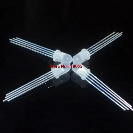 100 шт. светодиод RGB 5 мм общий катод трехцветные излучающие диоды f5 диффузор |