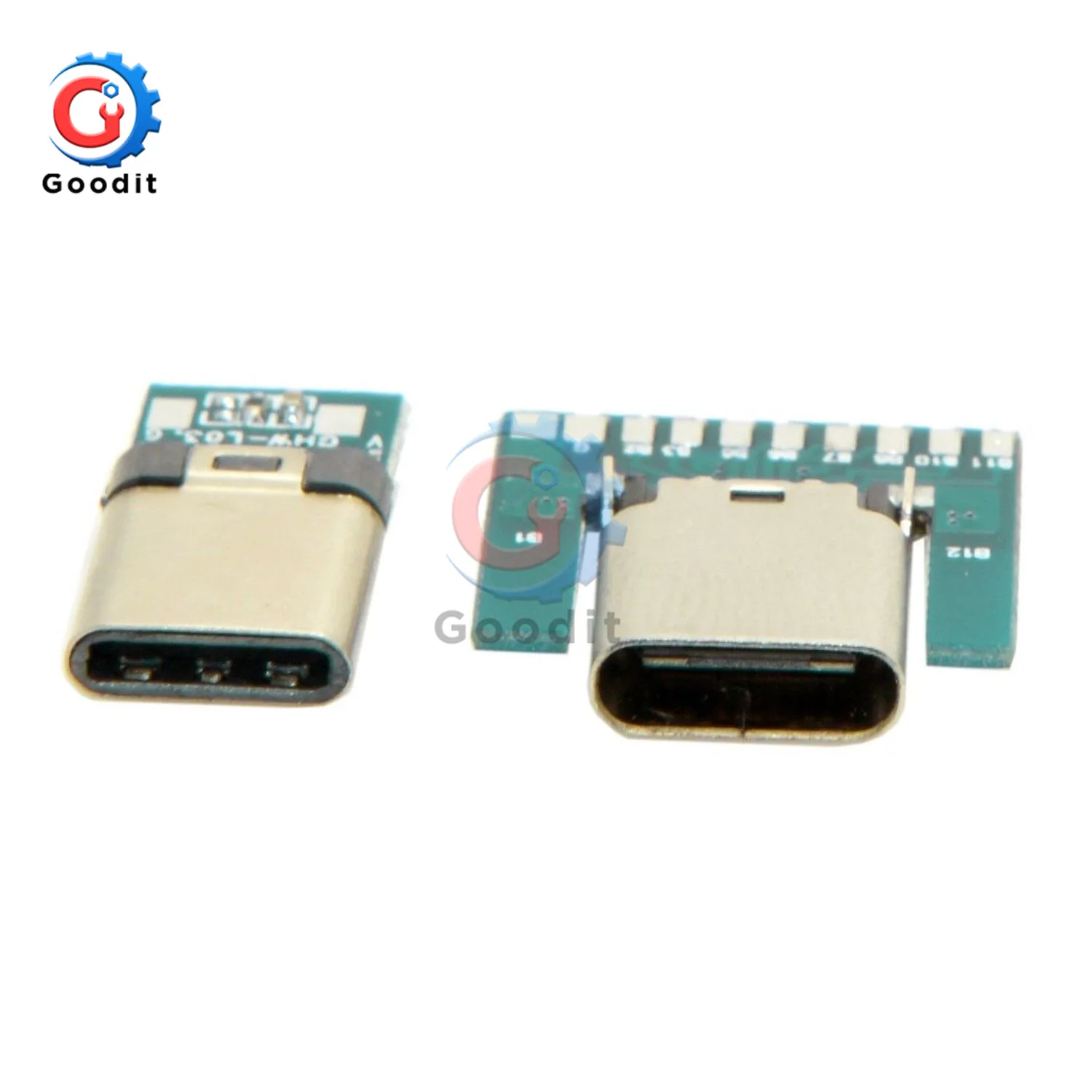 Разъем USB 3,1 типа C, 24 контакта, гнездо для мужчин и женщин, адаптер розеток для припоя провода и кабеля, 24 P, модуль поддержки печатной платы