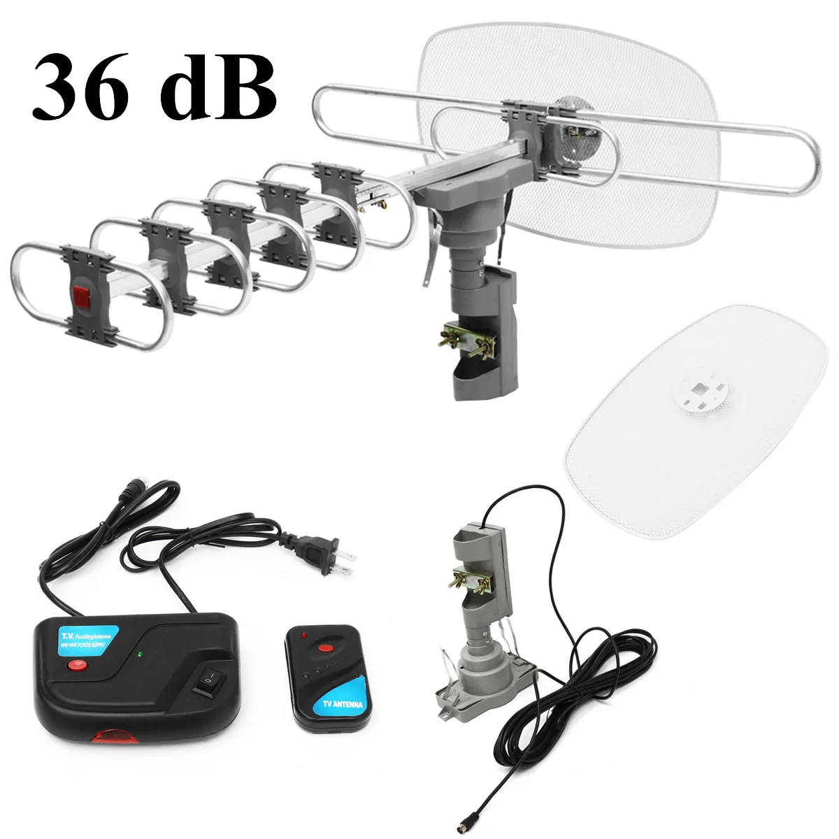 36 дБ HD цифровая 360 градусов наружная ТВ антенна для Full HD ТВ DVB-T UHF VHF FM с высоким коэффициентом усиления сильный сигнал наружная ТВ антенна