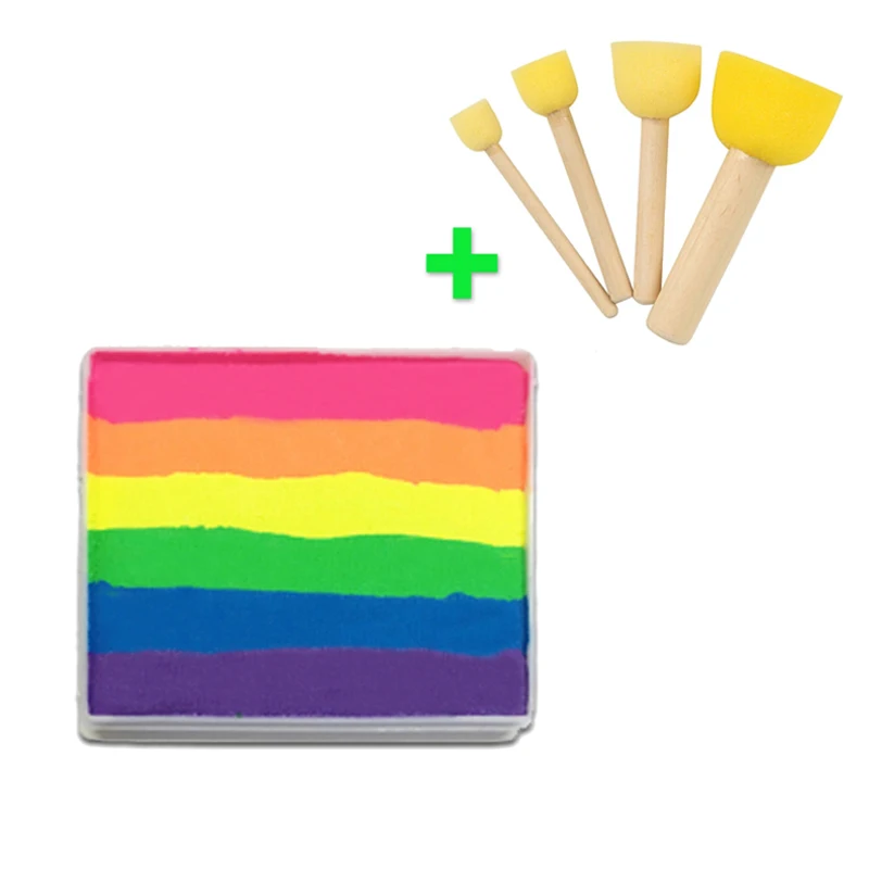 [Купи вместе более низкая цена] 50 г неоновая Радужная краска для лица + 4 шт. губки