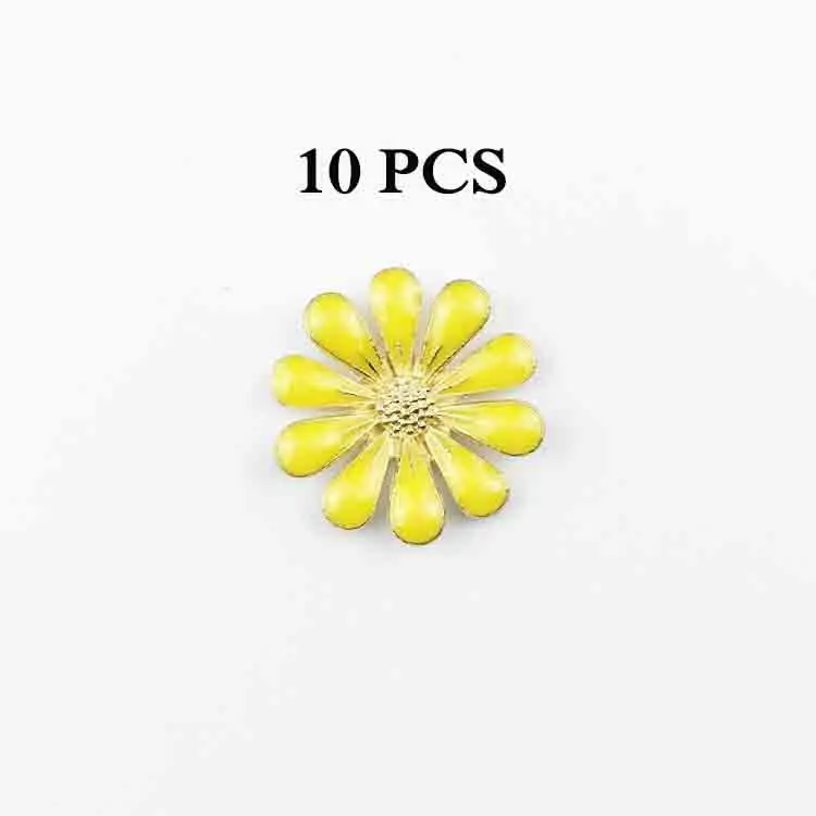 Yellow 10 шт. ромашки DIY металлическая кнопка Подвеска Пряжка Подсолнух для одежды рубашки ручной работы материал сплав аксессуары - Цвет: Yellow