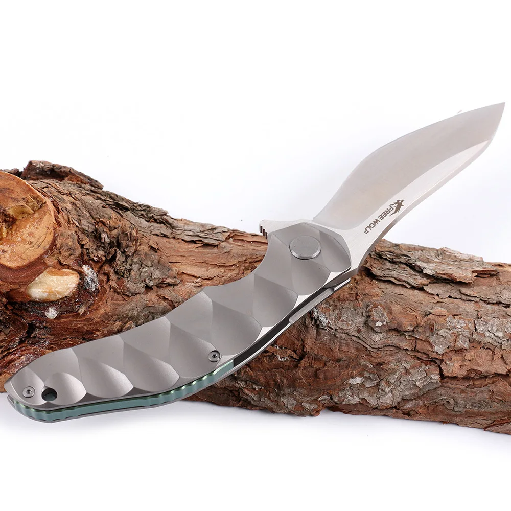 Высокое качество Тактический складной нож D2 стальное лезвие титановая ручка