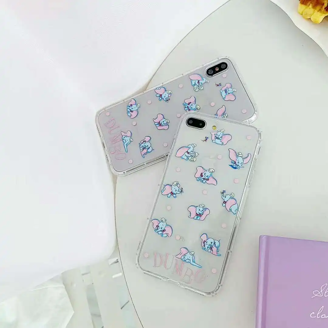 Cute Cartoon transparent flying elephant air pressure Case for iPhone XR XS MAX X 6 6S 7 8 Plus DUMBO Clear Phone Back Cover |