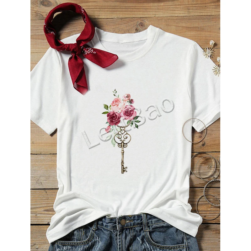 Цветочные накладки на клавиши леди каваи Роза ключ к любви иллюстрация белые