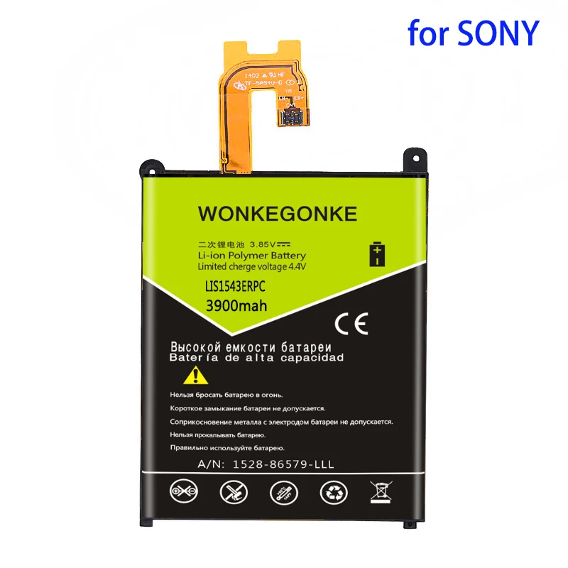 

Аккумулятор WONKEGONKE 3900 мач LIS1543ERPC для Sony Xperia Z2 L50w L50U L50T Sirius SO-03 D6503 D6502