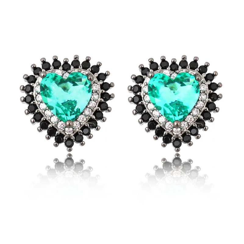 Чешский Сердце Серьги Стержня Винтаж Индийский Горный Хрусталь Заявление