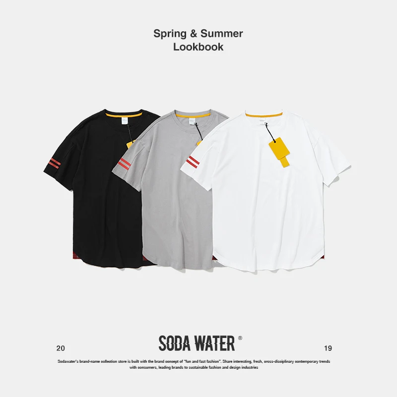 SODA WATER 2019 Summer Tshirt Slim Fit Fitness Solid Colour T shirt Male Men Tops Brand Clothing Streetwear Tee 91162S|Мужские