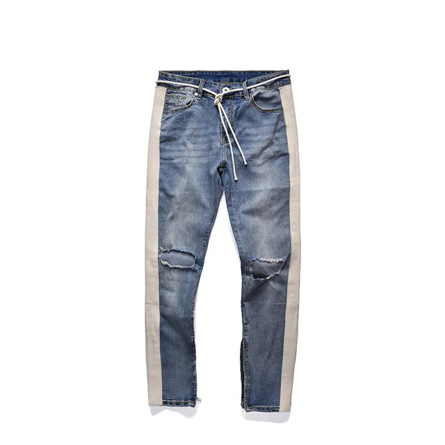 blue Ripped jeans Plegie Новые Брюки мужские обтягивающие джинсы мужские уличные рваные джинсы для мужчин облегающие джинсы на молнии джинсы в стиле хип-хоп Homme Denim - Цвет: blue Ripped jeans