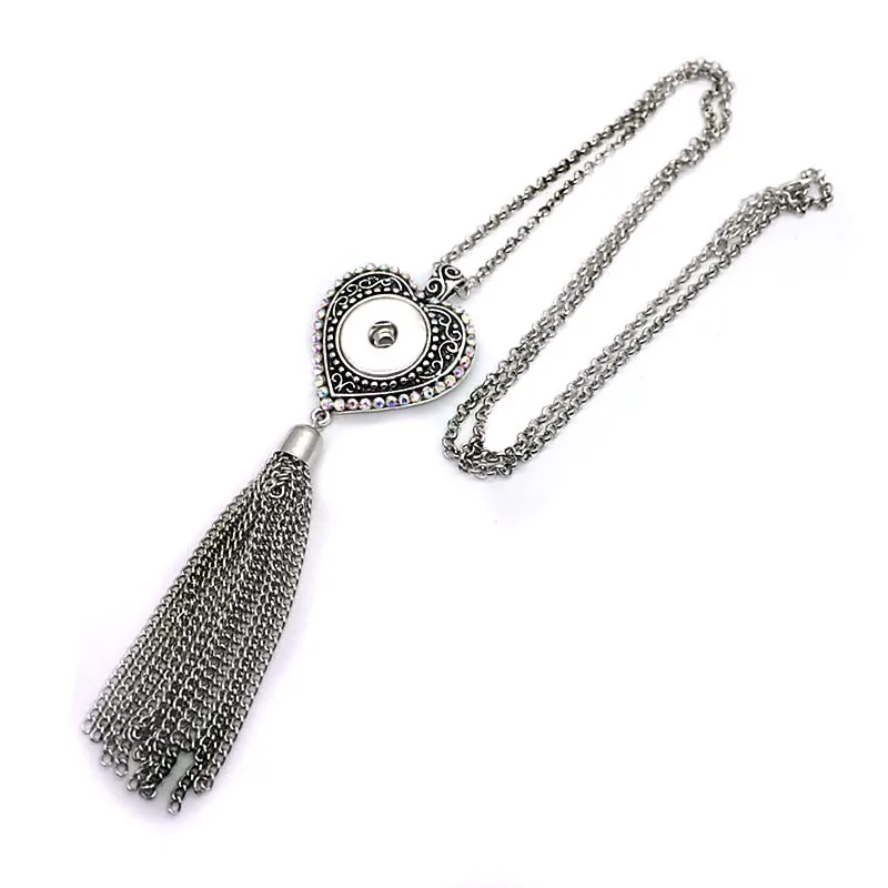 

high quality Interchangeable Bohemia 124 Rhinestones 18mm snap button necklaces pendants DIY Jewelry for women men 60cm