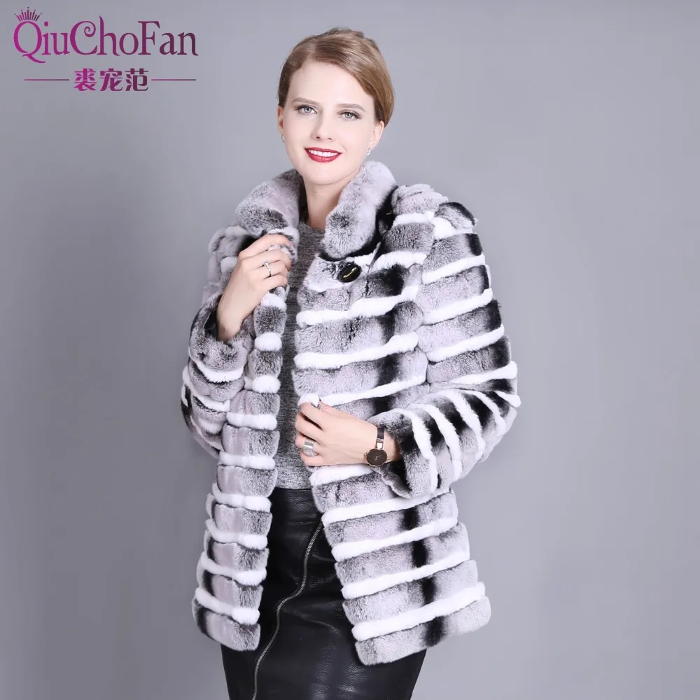 New Fashion Rex Rabbit Coat Mandarin Collar Long Sleeve Thick Warm Fur Winter Women Real Jacket | Женская одежда