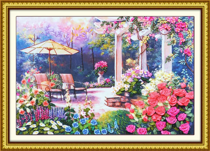 75X55cm украшенное розами DIY 3d вышивания крестиком работа иголкой незаконченная
