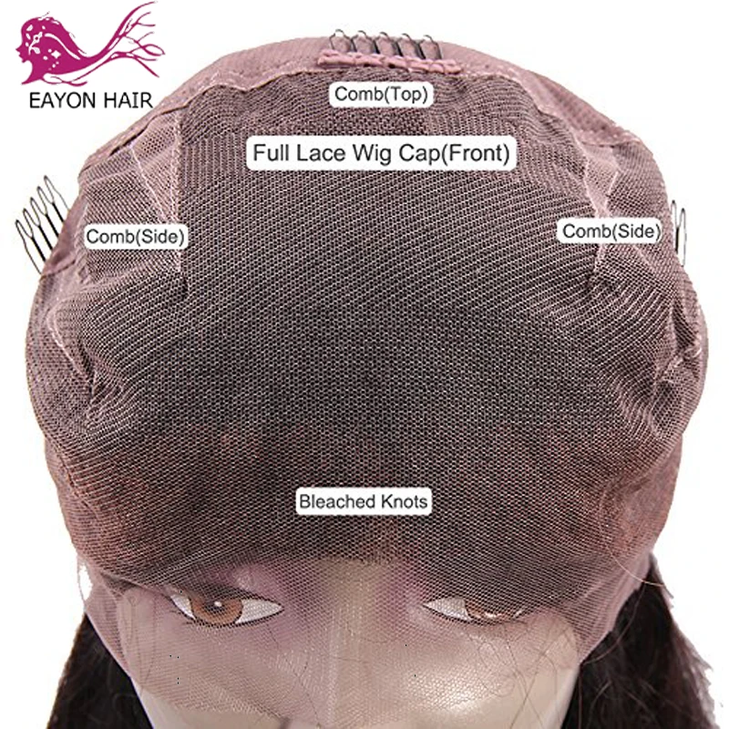 Парики EAYON из человеческих волос без клея на полной сетке с челкой предварительно