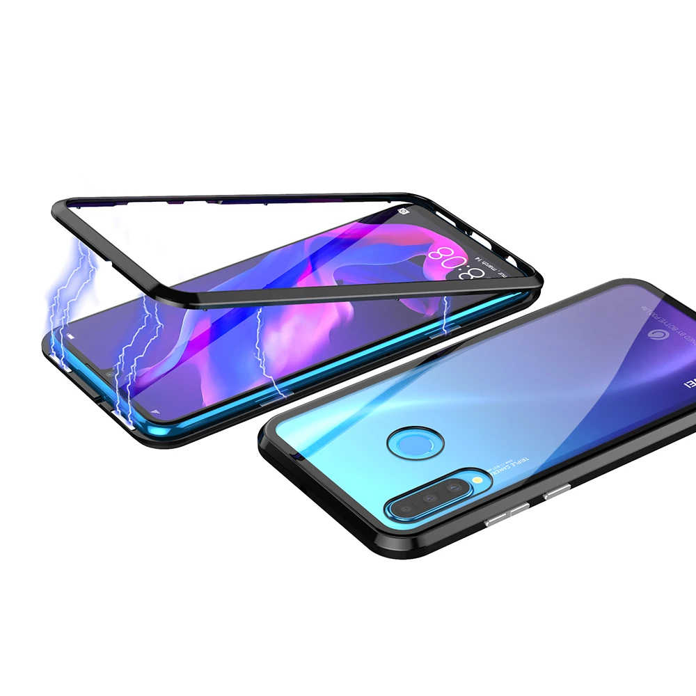 Роскошный магнитный металлический бампер чехол для huawei P30 Pro чехол 360 прозрачное стекло полный корпус чехол для телефона для huawei P30 P30 lite