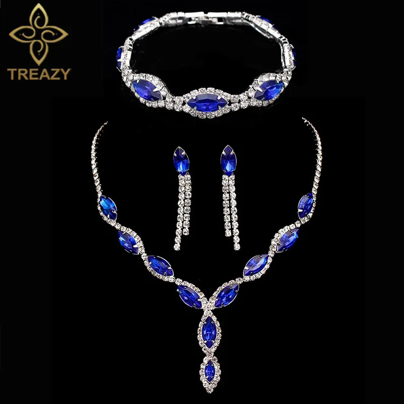TREAZY очаровательные Королевский синий кристалл горный хрусталь свадебные