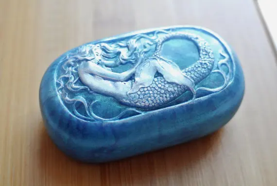 PRZY 001-molde de silicona de sirena Ovalada para jabón, moldes de piedra aromática, hecho a mano, hermoso fondo marino, sirena