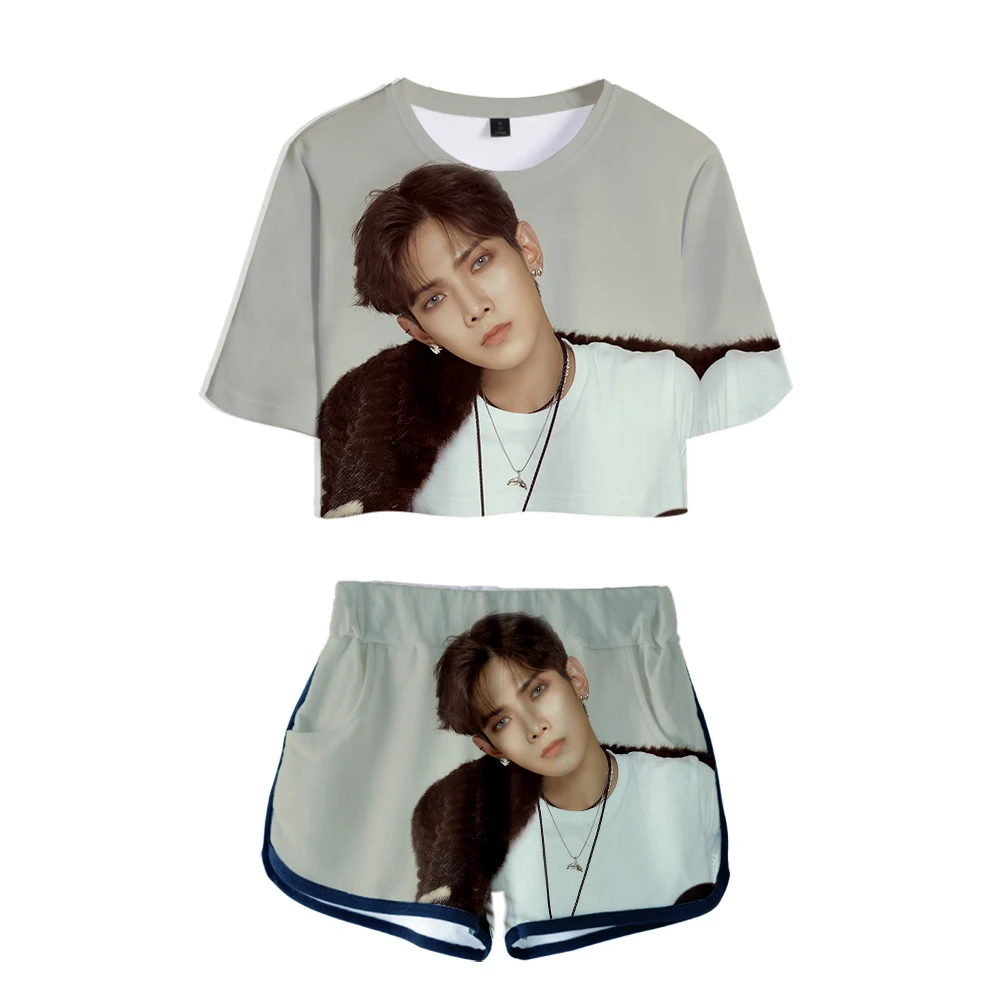 Frdum tomme-корейский 3D Ateez Idol Новое поступление модные женские с коротким рукавом пупок хип-хоп Moletom Летние удобные