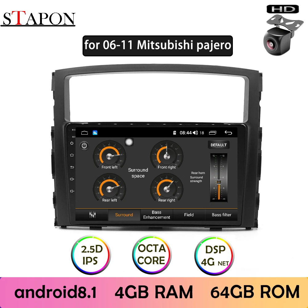 STAPON 9 дюймов для Mitsubishi pajero Android 8 1 4GBRAM + 64GBROM IPS DSP 4G Автомобильный мультимедийный