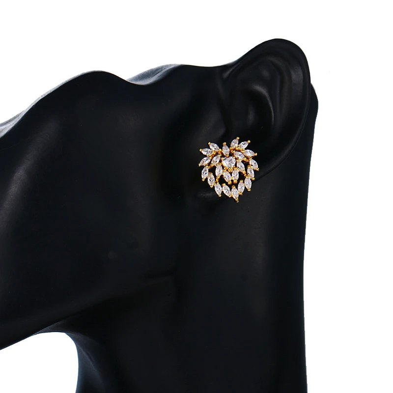 2018 серьги гвоздики с кристаллами Marquise Каплевидным цирконием брендовые