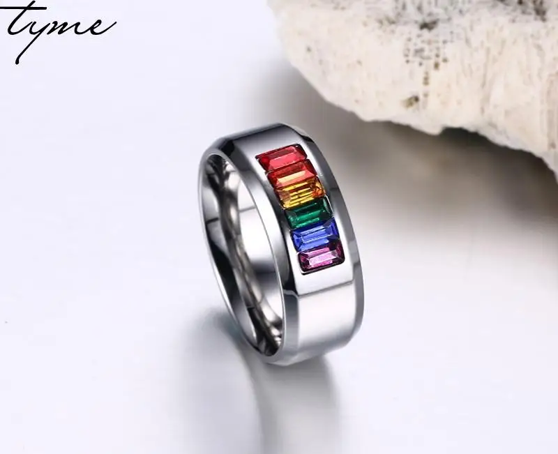 Titanium Steel colorful love Ring for woman man Wholesale Rainbow Jewelry Inlaid Micro Foreign Trade Jewellery gift | Украшения и
