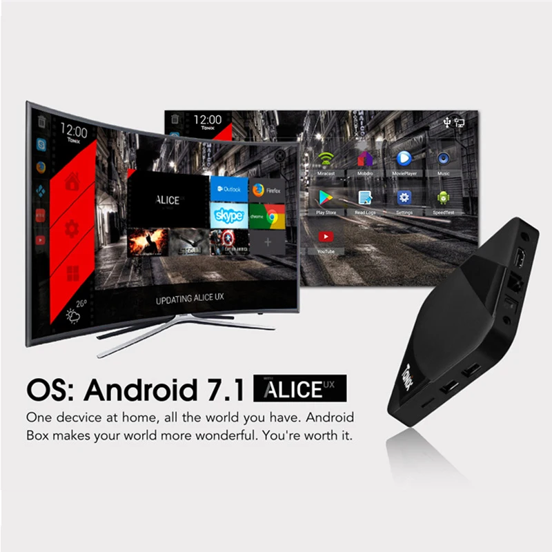 Android 7 1 Мини ТВ бокс Bluetooth WiFi S905W четырехъядерный смарт 2 Гб ram 16 rom TF телеприставка 4K