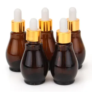 Флакон-капельница стеклянный Янтарный в форме тыквы с пипеткой для глаз, 10203050100 мл